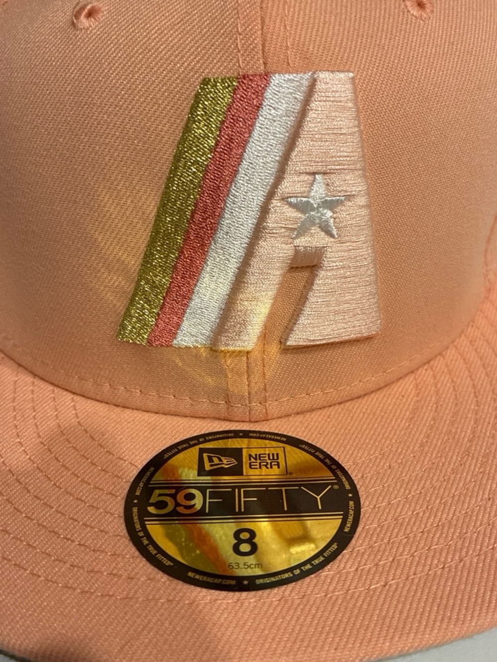 9fifty Kids Peach Fitted Cap with Multicolor Embroidered 'A'
